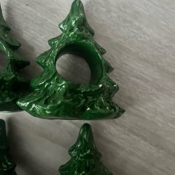 Vintage ceramic Christmas tree napkin ring holders 6 - Picture 4 of 6